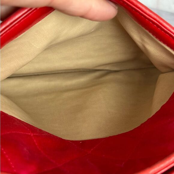 Chanel Red Satin Quilted Chain Shopper Tote Bag - Picture 13 of 16